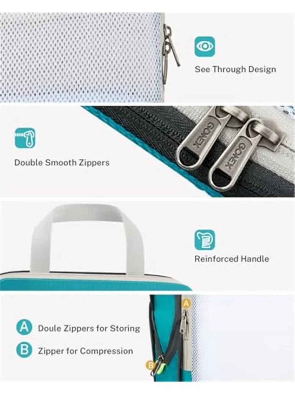 Compression Packing Cubes Set 6 Travel Organizer Space Saver Carry On Luggage